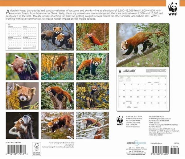 Photos of Red Pandas 2026 Wall Calendar World Wildlife Fund