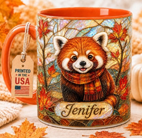 Personalized Fall Red Panda Mug Gift