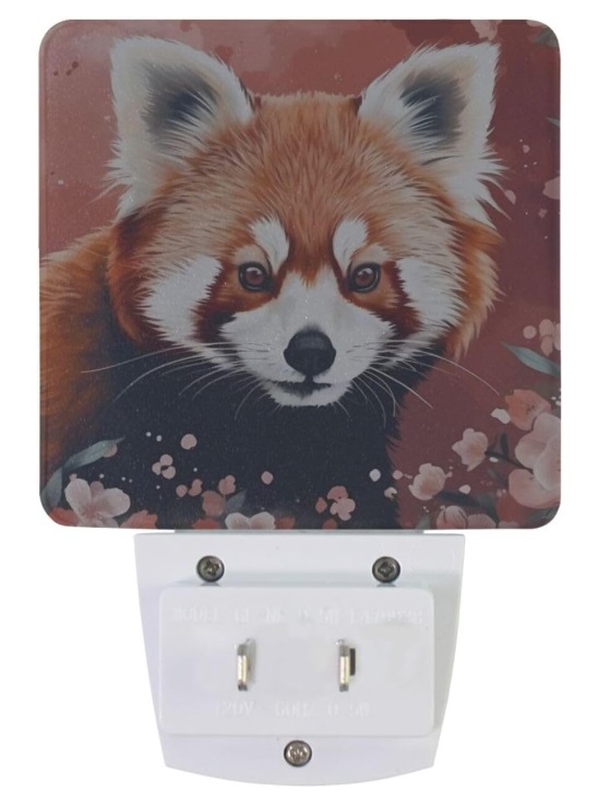 Set of Two Red Panda Painting Night Lights