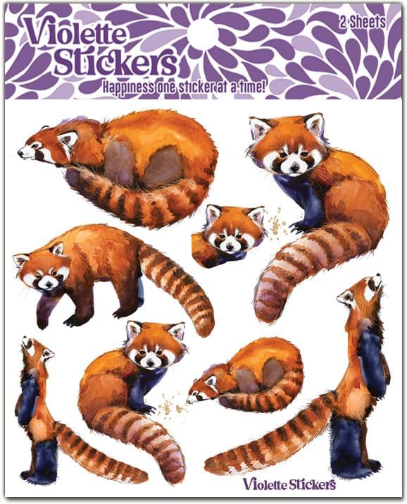 Red Pandas Violette Stickers
